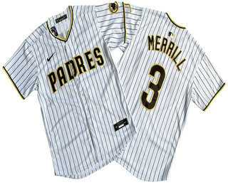 Mens San Diego Padres #3 Jackson Merrill White Pinstripe Limited Stitched Jersey->san diego padres->MLB Jersey